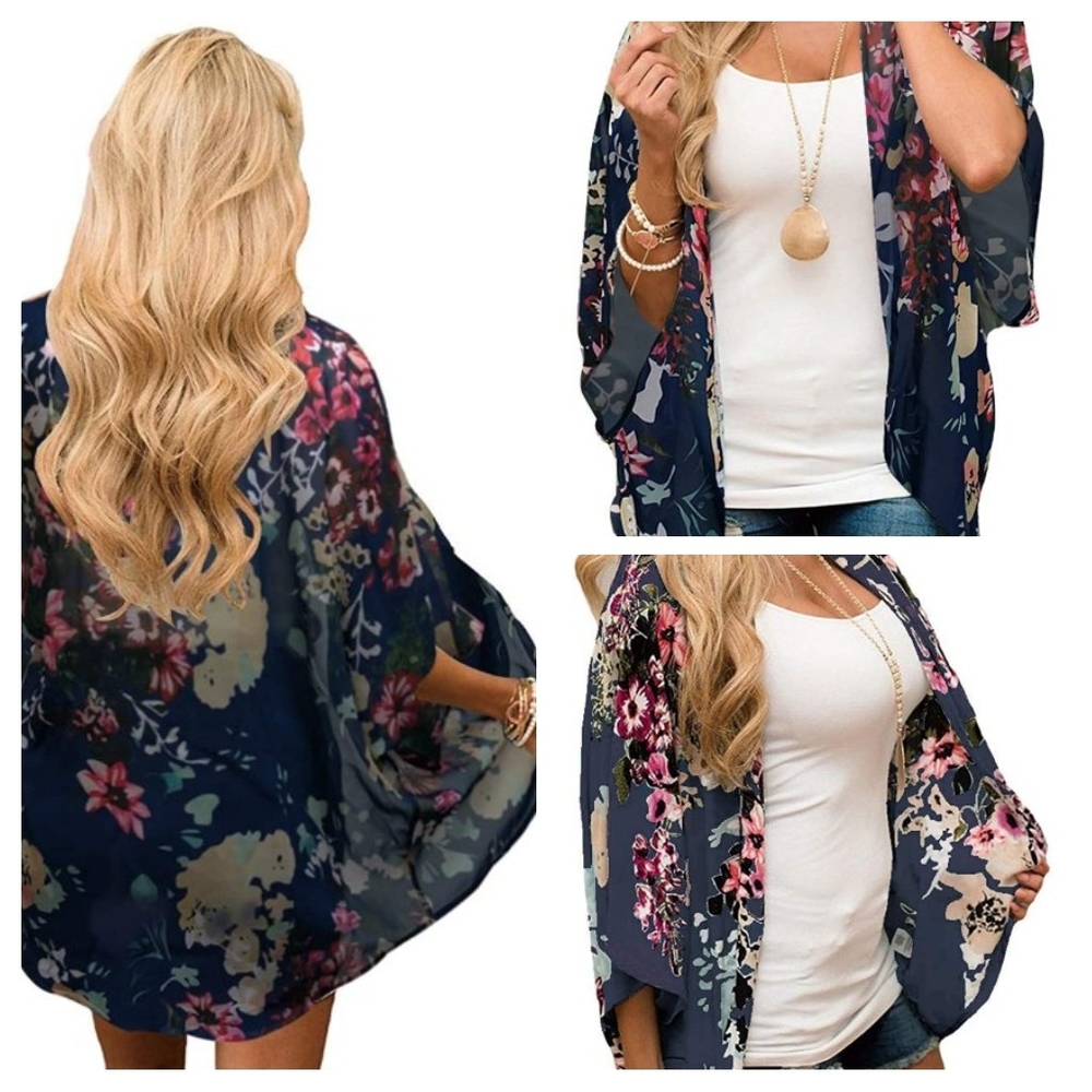 😎 NWT Blue Floral Cardigan Coverup 😍
